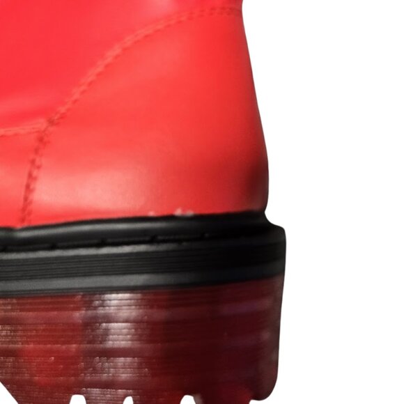 AZALEA WANG DO IT TO YA FLATFORM BOOT WITH 4 WAY STRETCH IN RED 7.5 - Picture 8 of 10